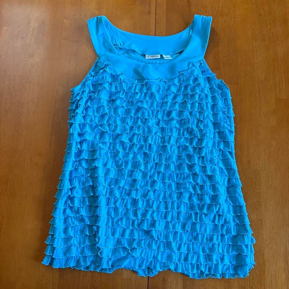 Y2K Cato blue ruffle tank top